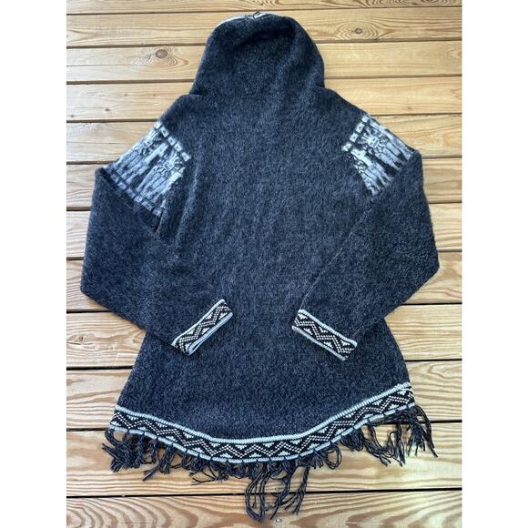 Albinaas Alpaca Women’s Peruvian Hooded Sweater Size Small Black - Picture 2 of 7